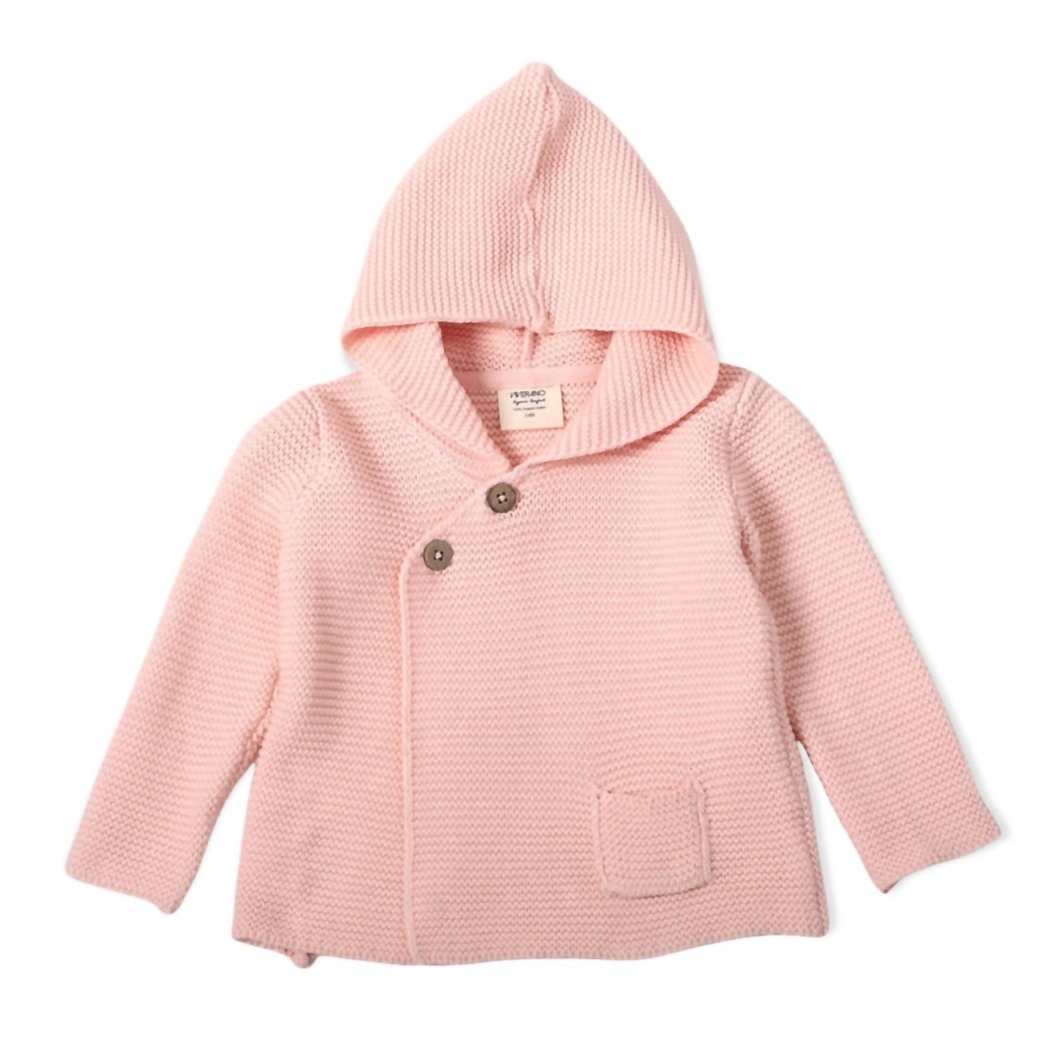 VIVERANO Organics Kid's Milan Pastel Hooded Sweater Knit Jacket in blush - item