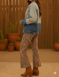Little Secret Of Mine - Split Decision Button Closure Pockets Two-Tone Denim Jacket