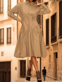 N By Nancy - Cotton Below Knee Button Down Dress