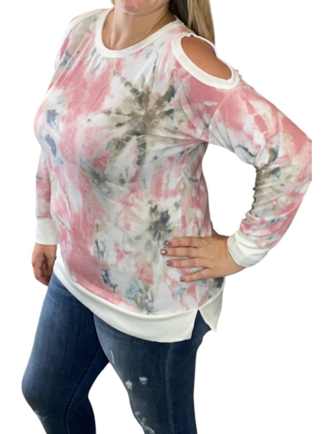 Honeyme - French Terry Cold Shoulder Top