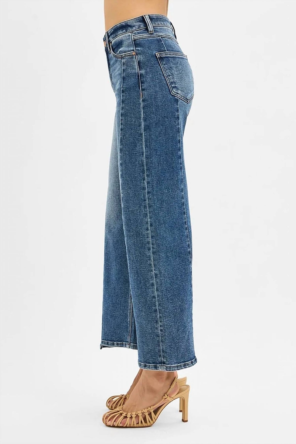 Risen - High Rise Crop Wide Leg Jeans