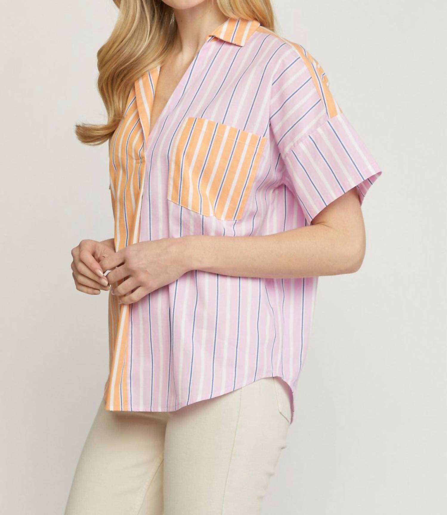 Entro - Striped Color Block Top