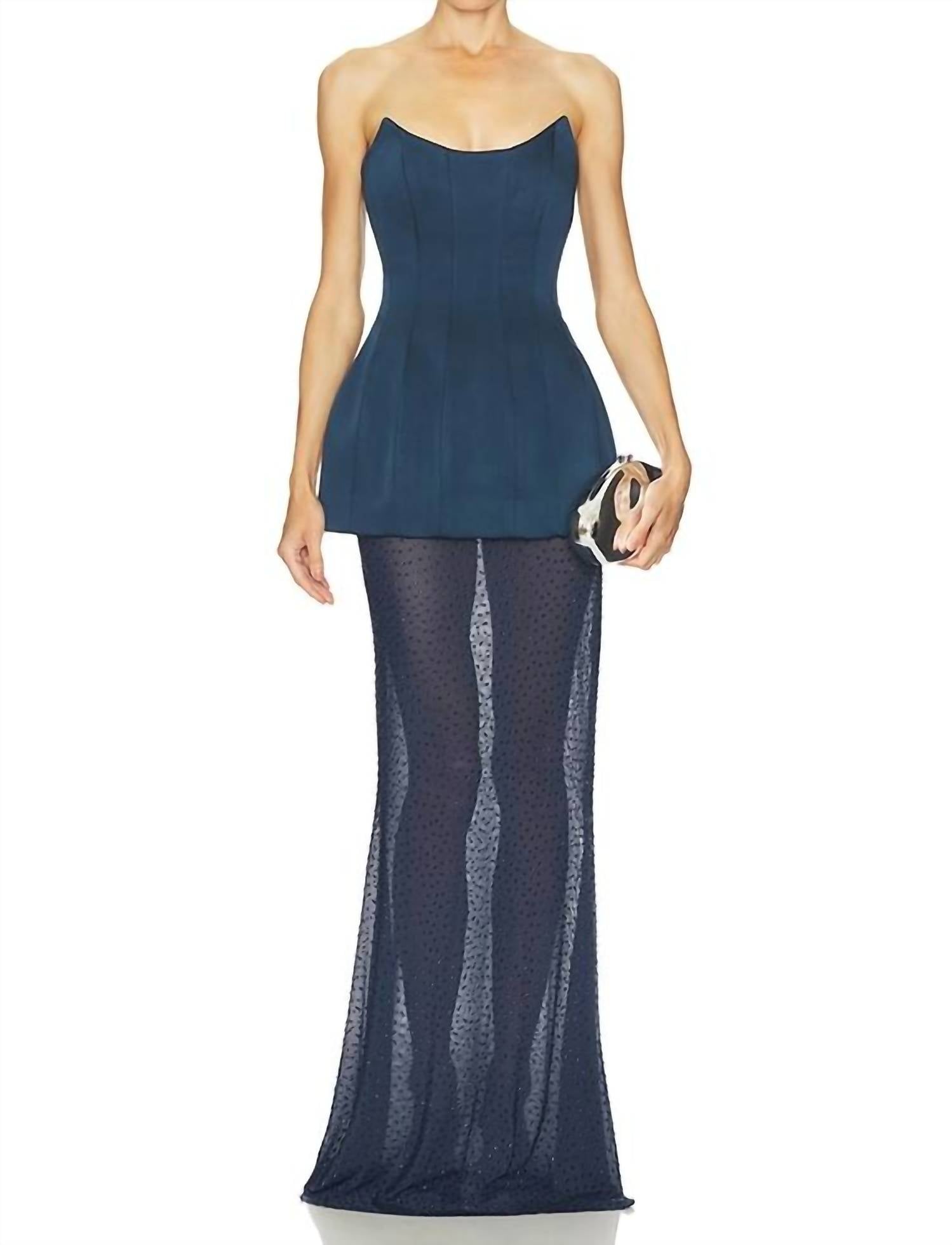 REBECCA VALLANCE Elivera Corset Top in navy - women's blouse - view 4