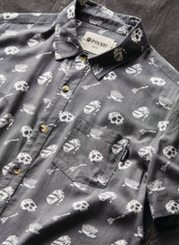 Pyknic Unisex Cereal Killer Casual Button Down Shirt in grey - men's t-shirt - alternate view