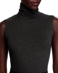 MAJESTIC FILATURES Soft Touch Sleeveless Turtleneck Top in anthracite chine - women's blouse - view 4
