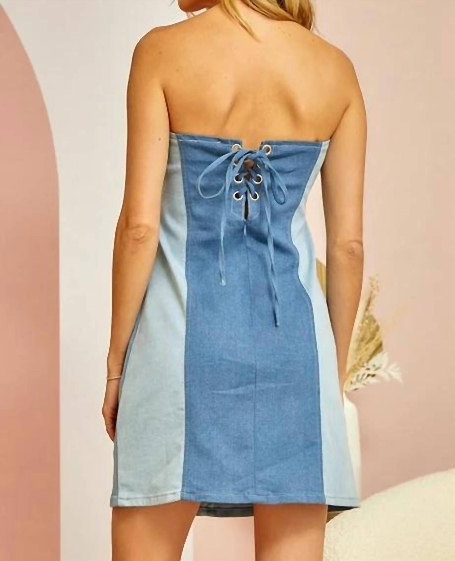 Andree By Unit - Marie Tie Back Denim Tube Dress