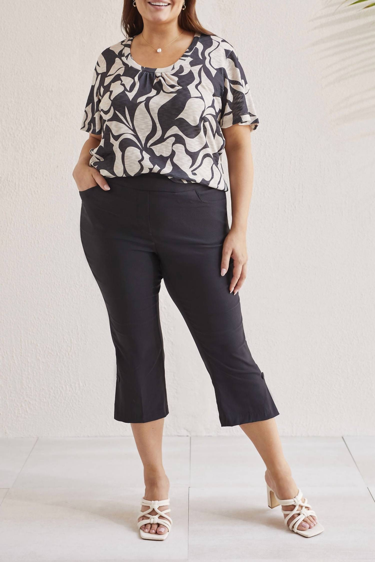 Tribal - Flatten It Pull On Capri - Plus