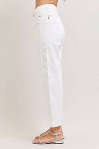 Judy Blue Rigid High Rise Barrel Jeans in white - women's jeans - alternate view
