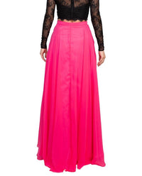 Dave & Johnny - Scalloped Neck Cutout Shoulder Illusion Lace Bodice Chiffon Dress