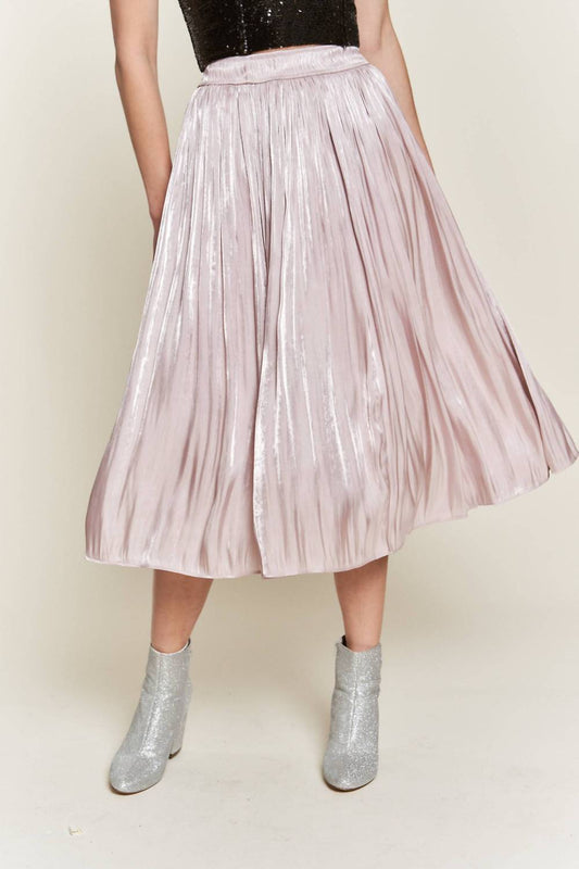 J.Nna - Metallic Pleated Midi Skirt