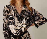 Joseph Ribkoff Floral Belted Shirt Dress in beige black - women's dress - view 5