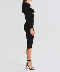 SER.O.YA Eden Dual Cutout Bodycon Midi Dress in black - women's dress - detail view