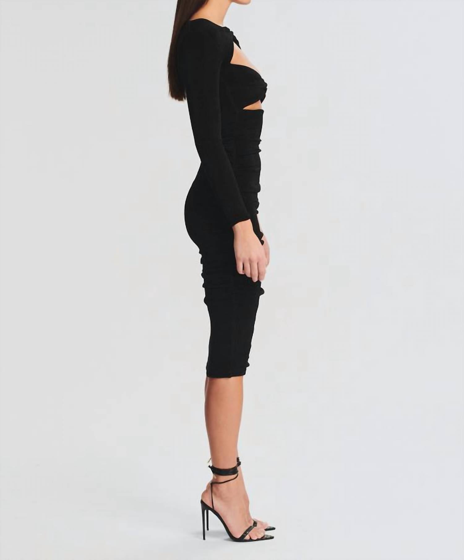 SER.O.YA Eden Dual Cutout Bodycon Midi Dress in black - women's dress - detail view