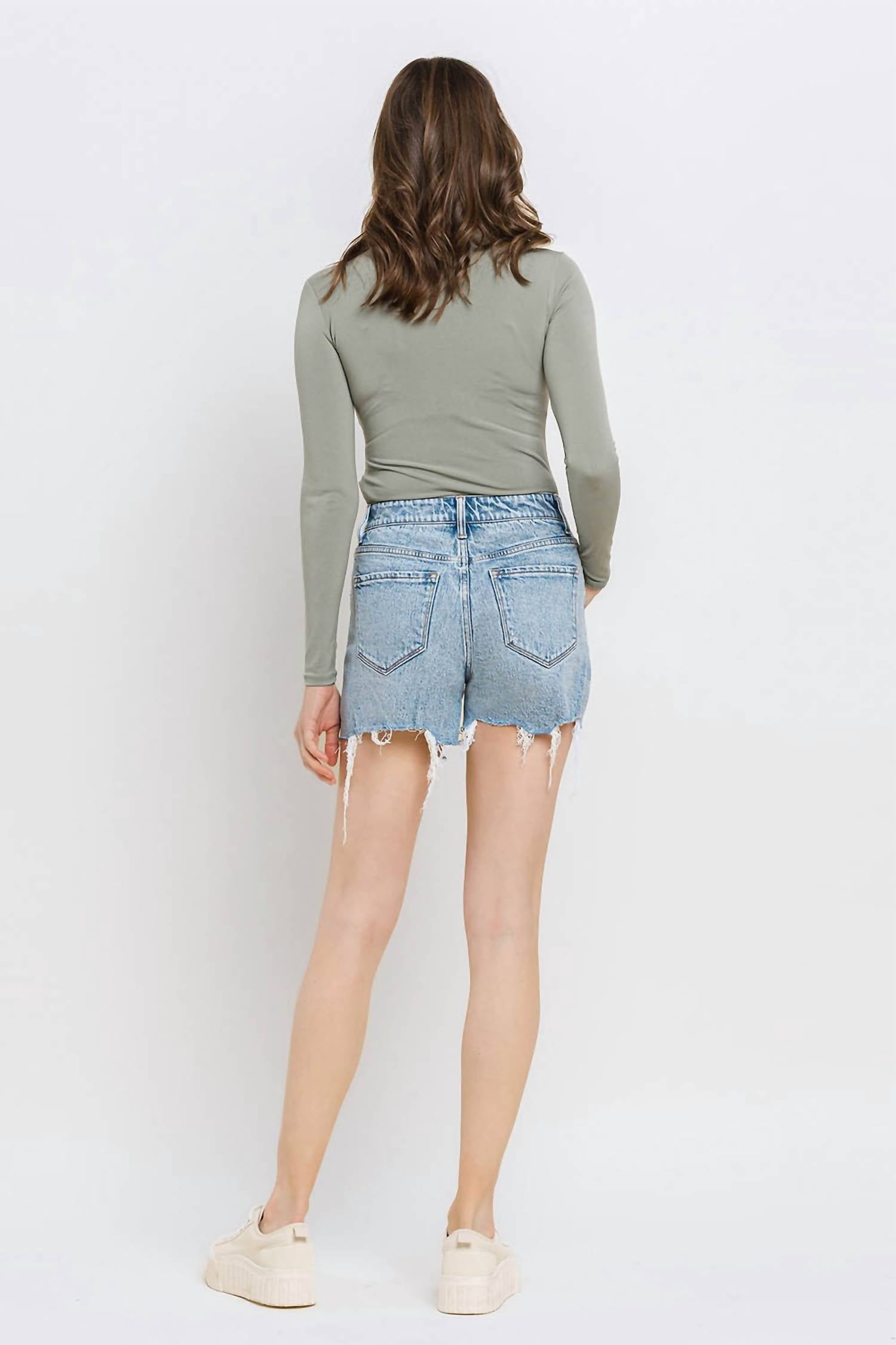 Vervet By Flying Monkey - High Rise Raw Hem Shorts