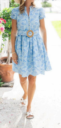Sail To Sable - Hydrangea Shell Eyelet Shirt Dress