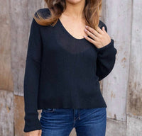 Wooden Ships Everyday Rib V Mercer Sweater in night navy - women's sweater - alternate view
