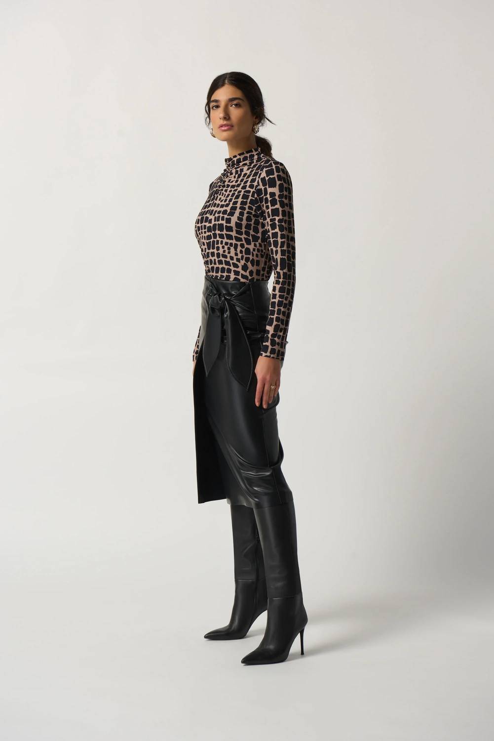 Joseph Ribkoff - Belen Animal Print Ruched Mock Neck Top