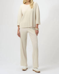 Joseph Ribkoff - Pleated 3/4 Sleeves Boxy Top