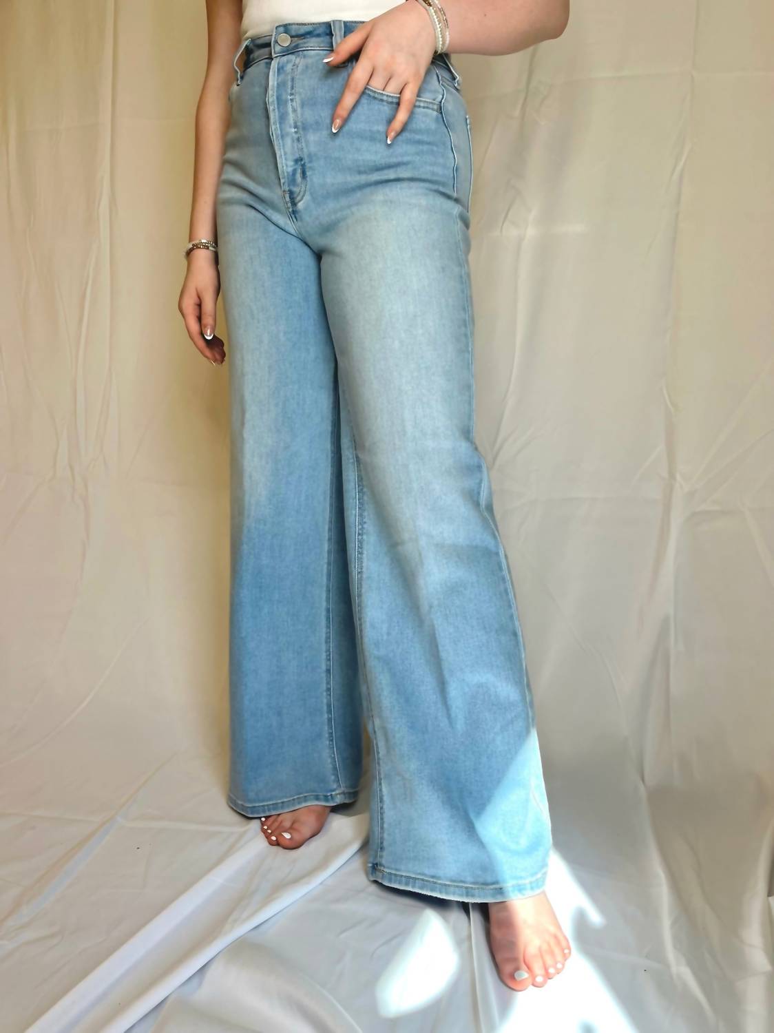 Cello - Terry High Rise Wide Leg Jeans
