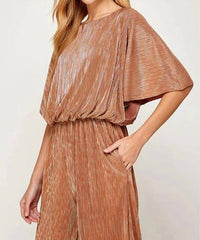 See And Be Seen - Metallic Pleats Jumpsuit