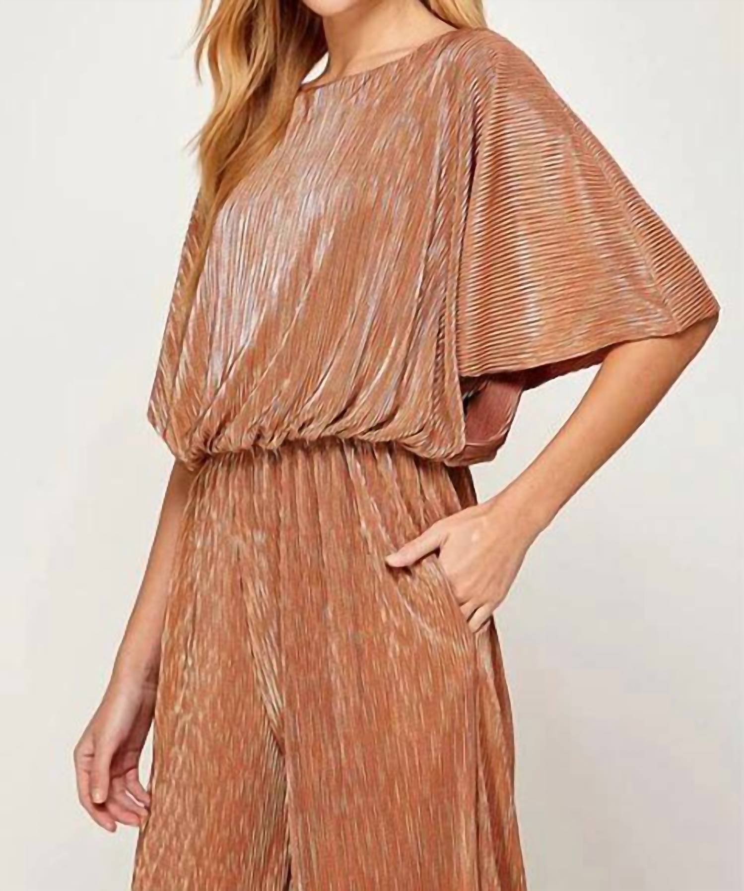 See And Be Seen - Metallic Pleats Jumpsuit
