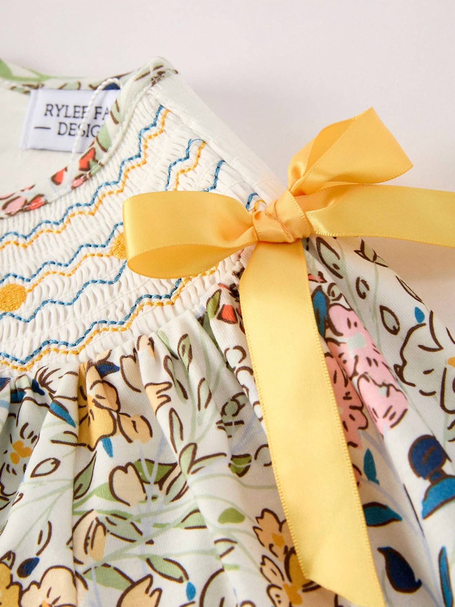 Rylee + Cru - Girl's Fall Embroidery Smocking Bow Dress