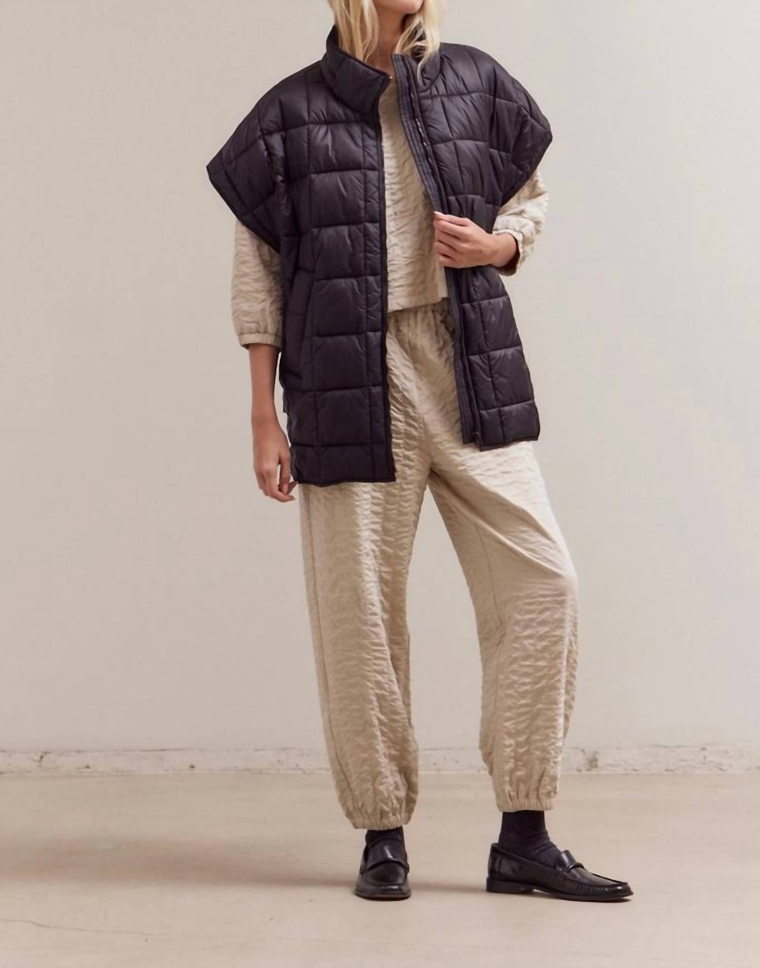 Grade & Gather - High Neck Zip Up Quilting Padded Vest