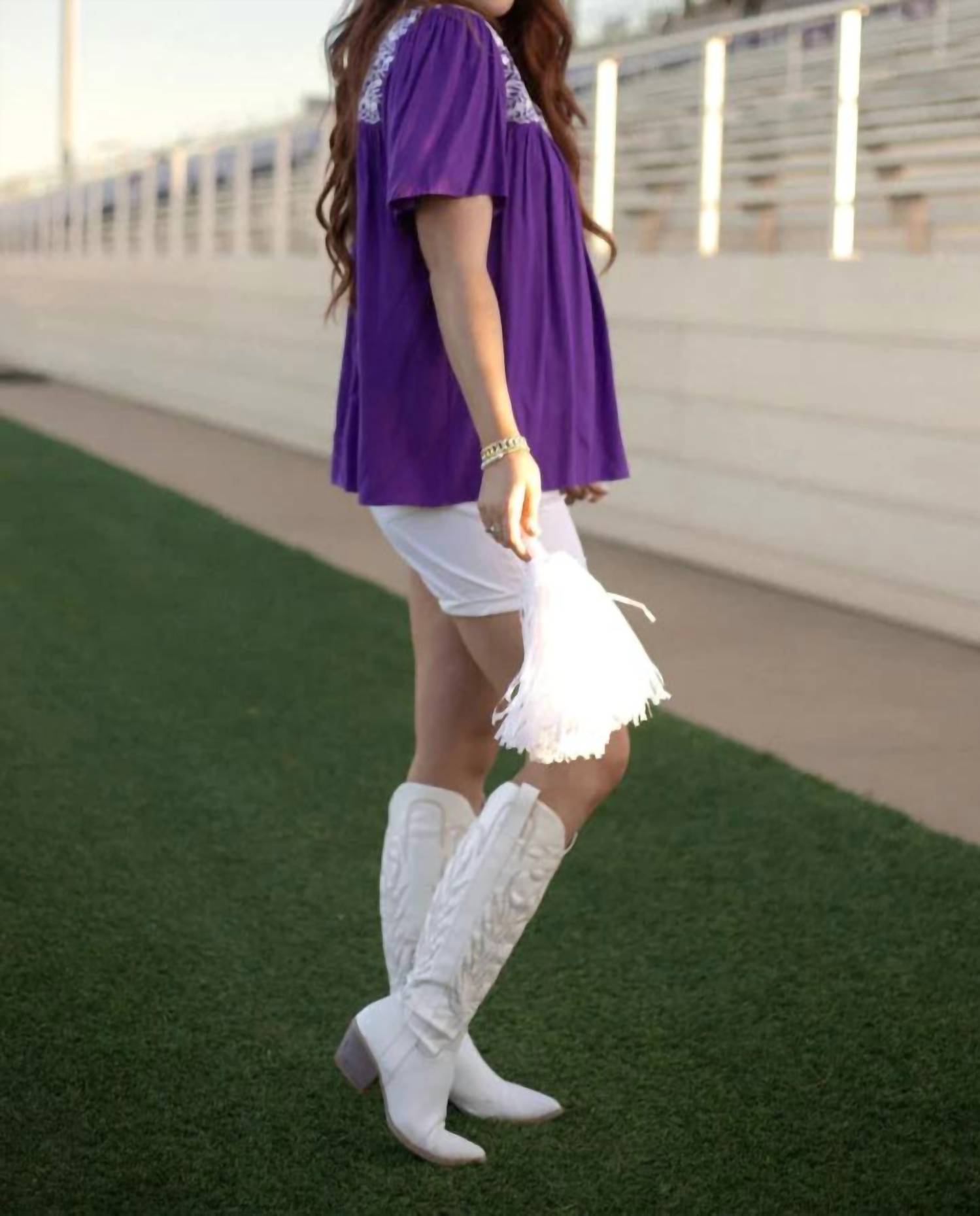 Layerz Clothing - Embroidered Ruffle Collar Top