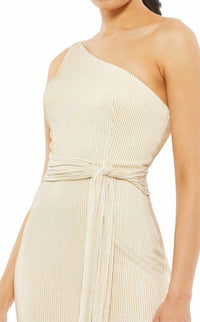 Ieena For Mac Duggal - Asymmetrical One Shoulder Knotted Waist Dress