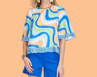 Jade - The Linna Wavely Border Bell Sleeve Top