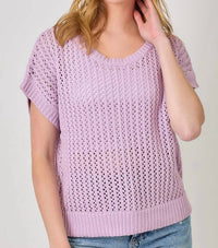 Mystree - Crochet Weave Slouchy Pullover Sweater