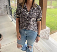 Dear Lover - Leopard Print Half Zip Top