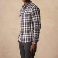The Normal Brand Knitted Mountain Overshirt in grey plaid - men's jacket - alternate view