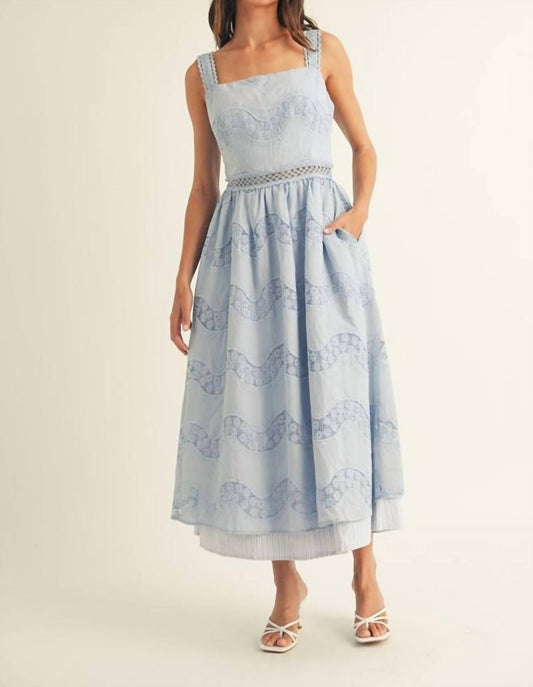 Just Me - Square Neck A-line Lace Midi Dress