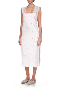 Marina Moscone - Stamped Plissé Sheath Midi Dress