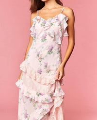Rawyalty - Floral Lace Ruffle Maxi Dress