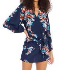 Allison Janis Mini Skirt in navy floral - women's skirt - alternate view