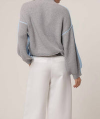 line and dot Katy Mock Neck Sweater in blue grey - women's sweater - view 4