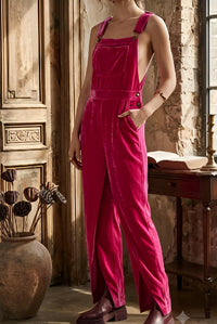 Ee:Some - Velvet Straight Leg Overalls