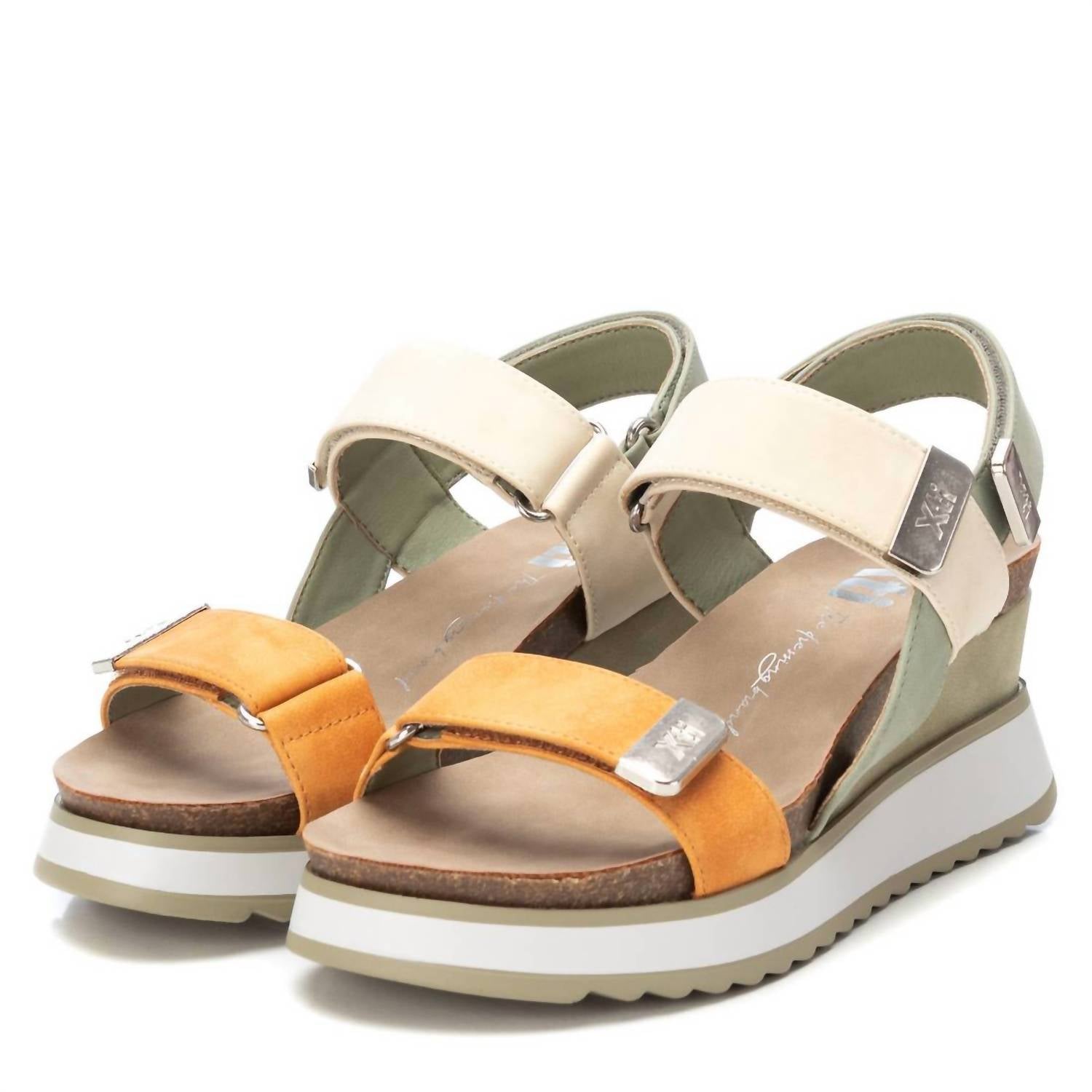Xti Women's Wedge Strap Sandals in khaki - women's sandal - view 4