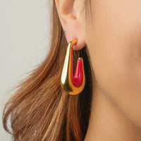 Gold & Honey - Women's Drop Hoop Earrings