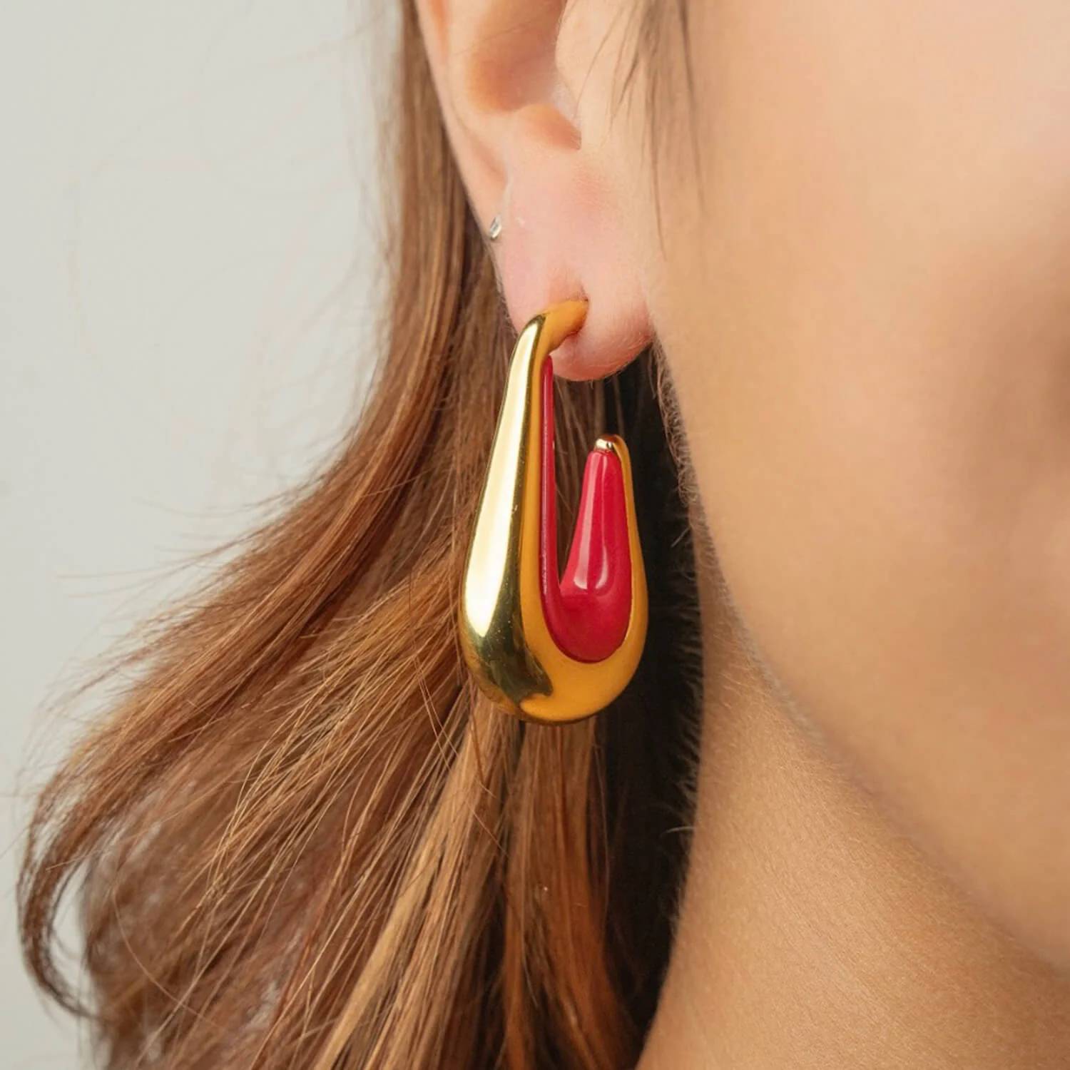 Gold & Honey - Women's Drop Hoop Earrings