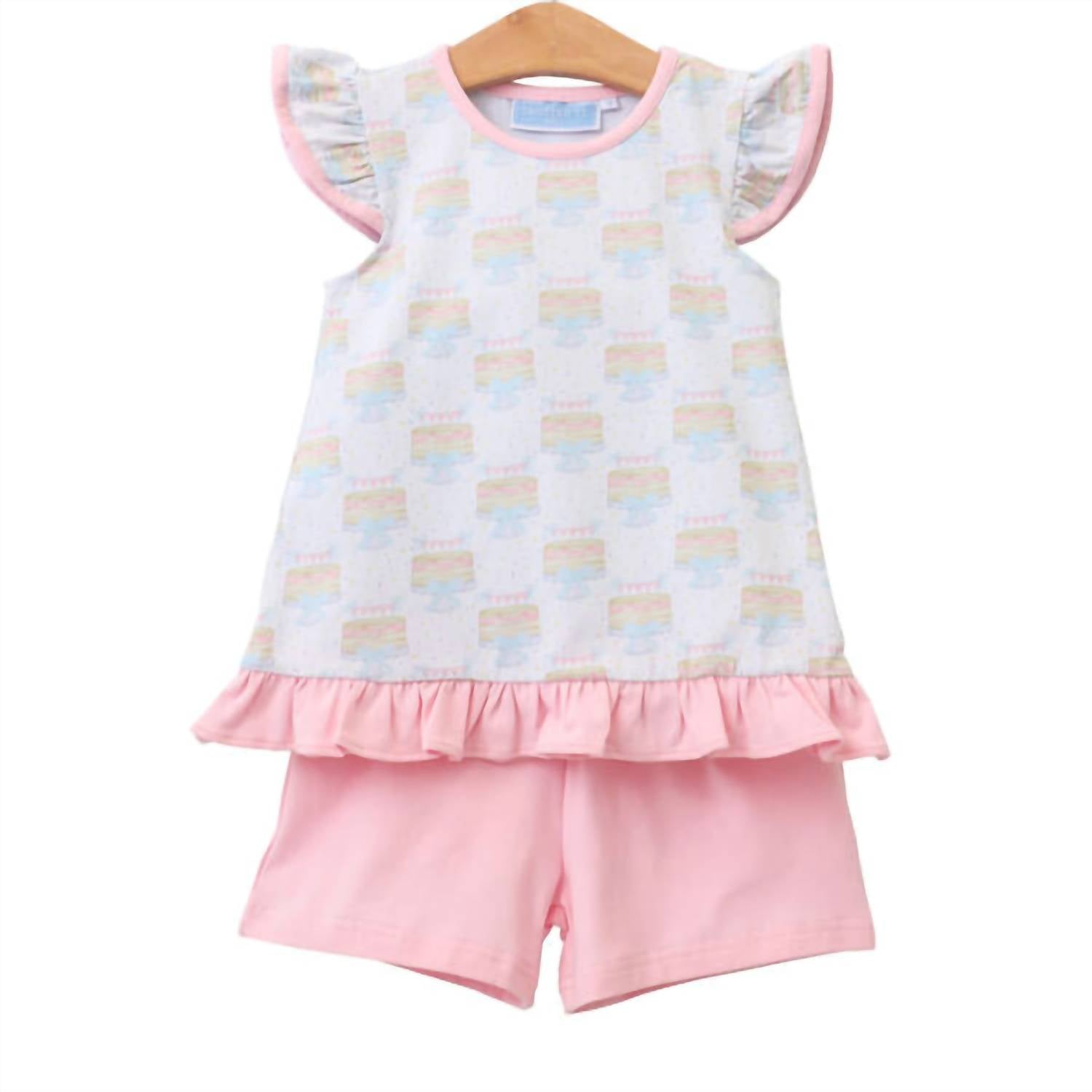 Trotter Street Kids - Girl's Birthday Celebration Flutter Short Set