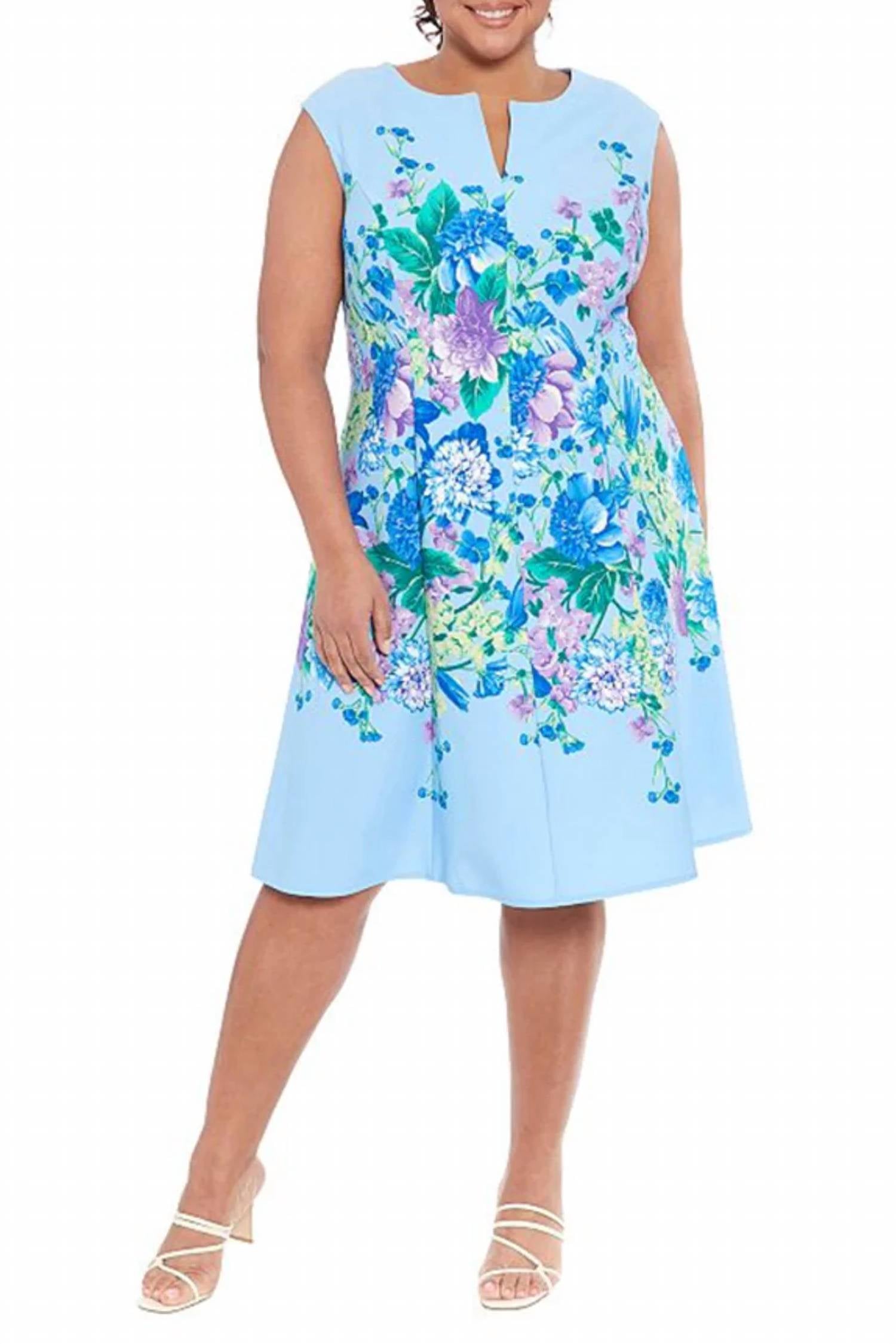 London Times - Cap Sleeve Floral Midi Dress - Plus