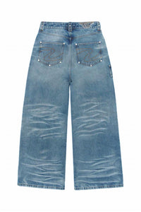 Trendt Vision - Men's Baggy Whisker Wash Denim Jeans