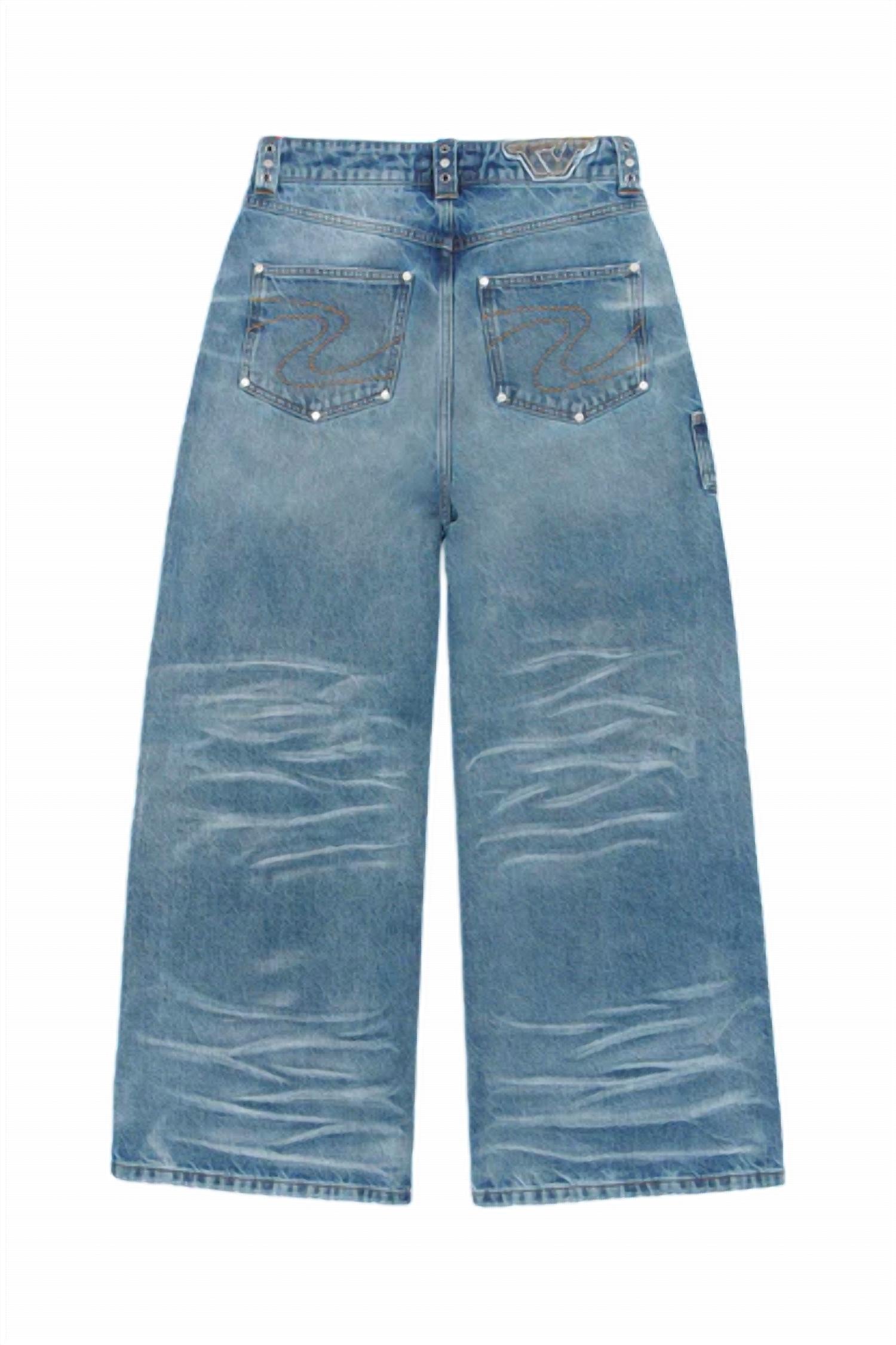 Trendt Vision - Men's Baggy Whisker Wash Denim Jeans