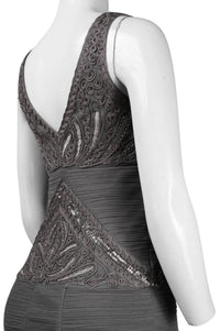 Sue Wong - V-Cut Neck Ribbon Ruched Cocktail Dress