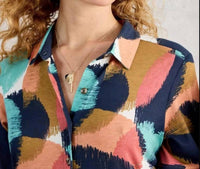 White Stuff Rua Jersey Shirt Dress in navy multi - women's dress - alternate view