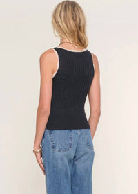 heartloom Kayla Ribbed Scoop Neck Tank Top in black - women's tank top - detail view