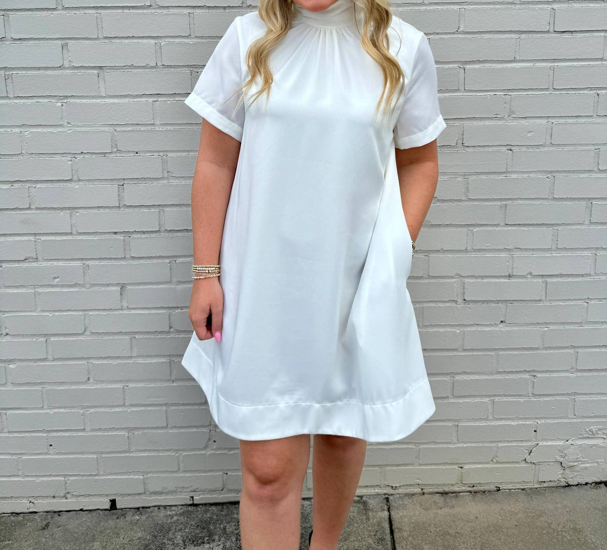 Entro - High Neck Bow Tie Mini Dress